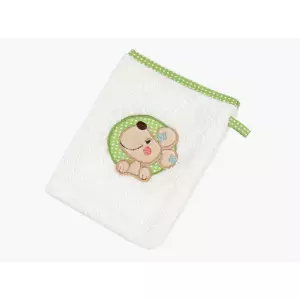 Dětská froté žínka LILI - bílá - Pejsek