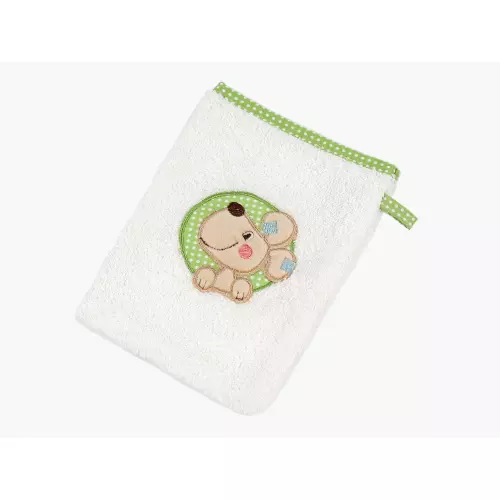 Dětská froté žínka LILI - bílá - Pejsek