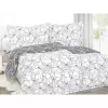 Bavlněné povlečení - květy na šedé/ bílé - vende 140x220+70x90