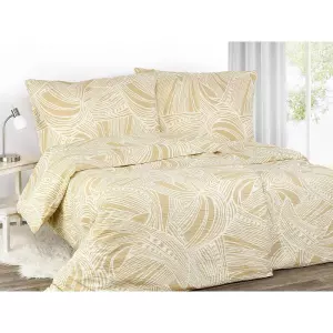 Bavlněné povlečení - palmové listy na béžové 140x220+70x90