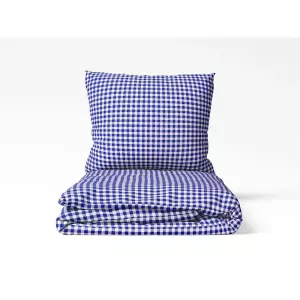Kárované bavlněné povlečení - modré káro 140x220+70x90
