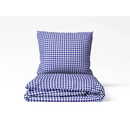 Kárované bavlněné povlečení - modré káro 140x220+70x90