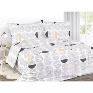 Bavlněné povlečení - šedé a oranžové půlkruhy 140x220+70x90