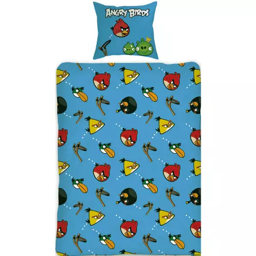 Bavlněné povlečení Angry Birds Slingshot 140x200+70x80
