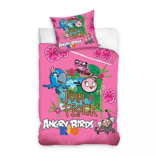 Bavlněné povlečení Angry Birds Rio růžová 140x200+70x80