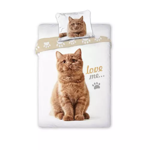 Bavlněné povlečení Kočka rezavá 140x200+70x90
