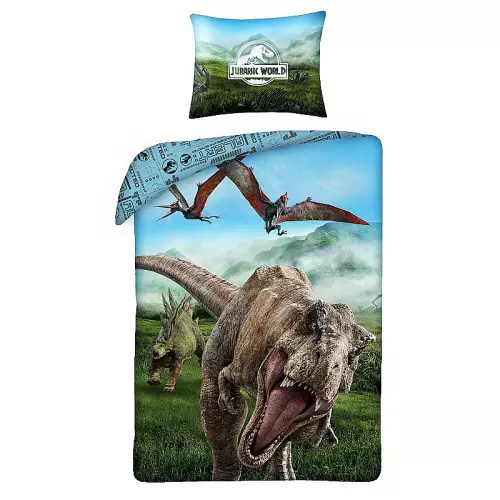 Bavlněné povlečení Jurský Park 140x200+70x90