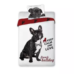 Bavlněné povlečení Francouzský buldoček 140x200+70x90