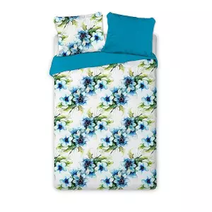 Povlečení bavlněný satén Aquarell květy 140x200+2x70x90