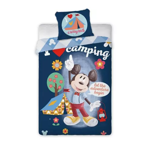 Bavlněné povlečení Mickey camping 140x200+70x90
