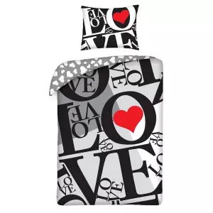 Bavlněné povlečení Love grey 140x200+70x90