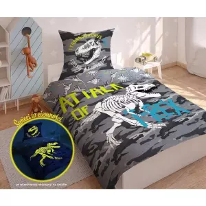 Bavlněné povlečení Dinosaurus T-rex 140x200+70x80 (svítící)