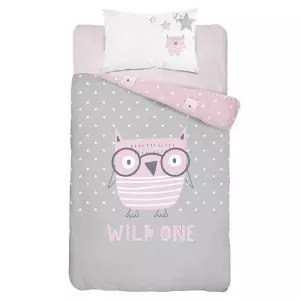 Bavlněné povlečení do postýlky Moudrá Sova pink 100x135+40x60