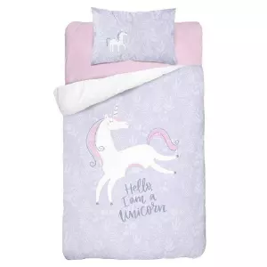 Bambusové povlečení do postýlky Jednorožec lila 100x135+40x60