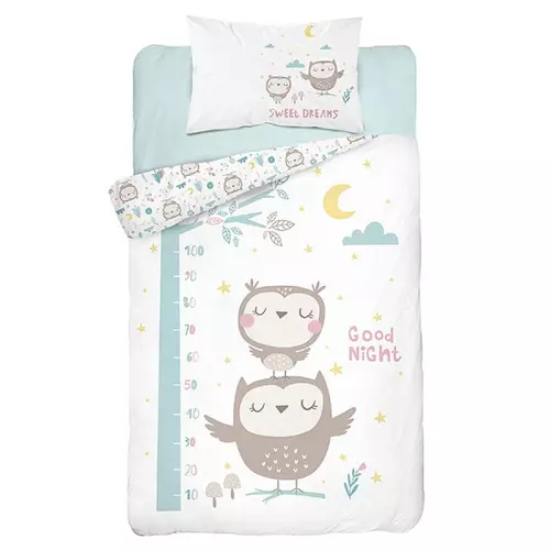 Bambusové povlečení do postýlky Sovy hnědé 100x135+40x60