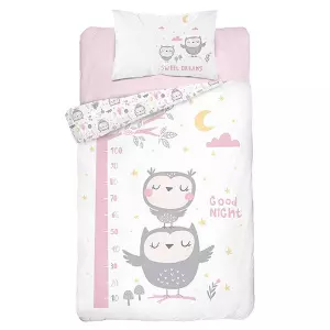 Bambusové povlečení do postýlky Sovy šedé 100x135+40x60