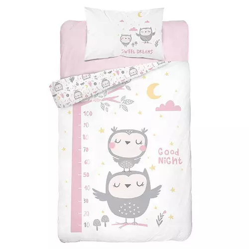 Bambusové povlečení do postýlky Sovy šedé 100x135+40x60