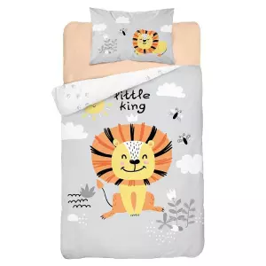 Bambusové povlečení do postýlky Lvíček šedá 100x135+40x60