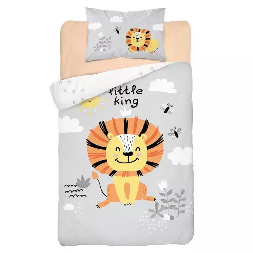 Bambusové povlečení do postýlky Lvíček šedá 100x135+40x60