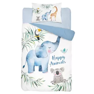 Bambusové povlečení do postýlky Zvířátka modrá 100x135+40x60