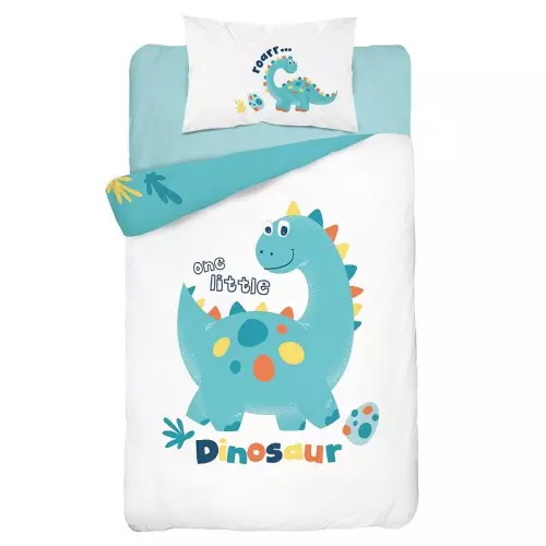 Bambusové povlečení do postýlky Dino zelená 100x135+40x60