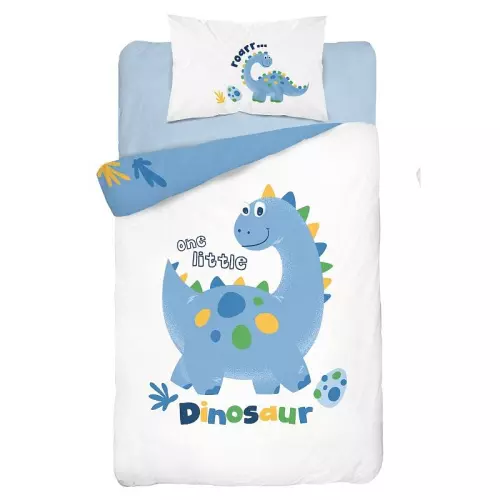 Bambusové povlečení do postýlky Dino modrá 100x135+40x60