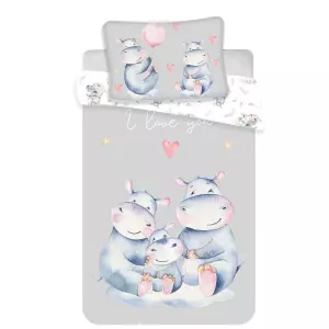 Bavlněné povlečení do postýlky Hrošíci baby 100x135+40x60