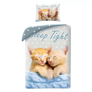 Bavlněné povlečení ve vaku Koťata 140x200+70x90
