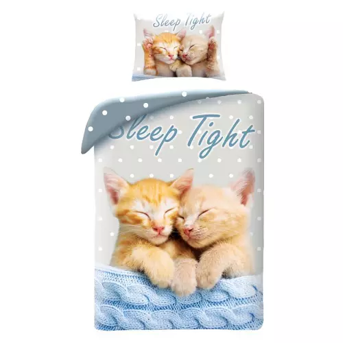 Bavlněné povlečení ve vaku Koťata 140x200+70x90