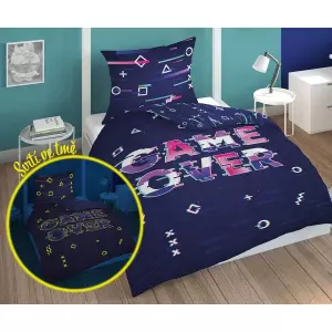 Bavlněné povlečení Game Over 140x200+70x80 (svítící)