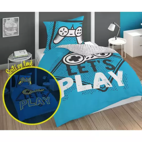 Bavlněné povlečení Play Game blue 140x200+70x80 (svítící)