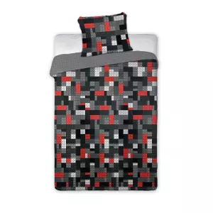 Bavlněné povlečení Kostky grey 140x200+70x90