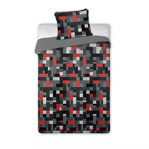 Bavlněné povlečení Kostky grey 140x200+70x90