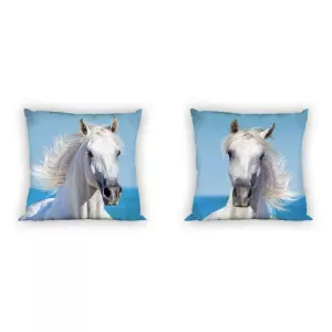 Bavlněný povlak na polštářek Bílý Kůň 40x40 cm
