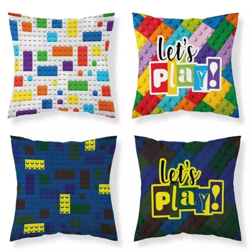 Bavlněný povlak na polštářek Kostky play svítící 40x40 cm