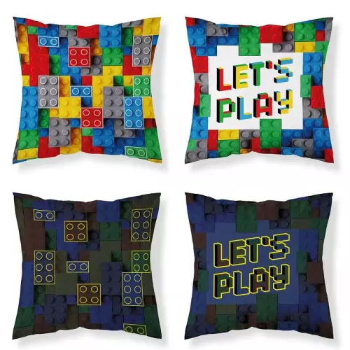 Bavlněný povlak na polštářek Kostky color svítící 40x40 cm