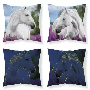 Bavlněný povlak na polštářek Kůň v levanduli svítící 40x40 cm