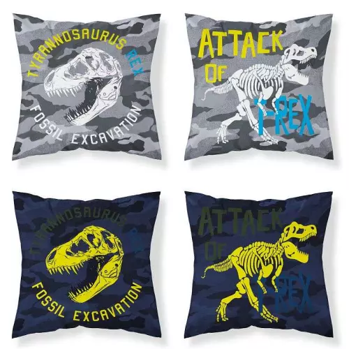 Bavlněný povlak na polštářek Dinosaurus T-rex svítící 40x40 cm