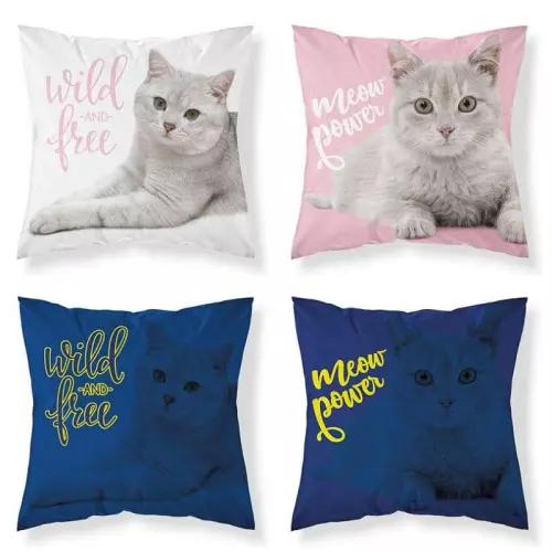 Bavlněný povlak na polštářek Kočka pink svítící 40x40 cm