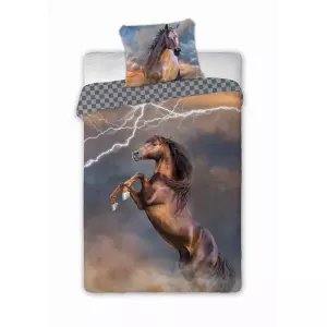 Bavlněné povlečení Kůň brown 140x200+70x90