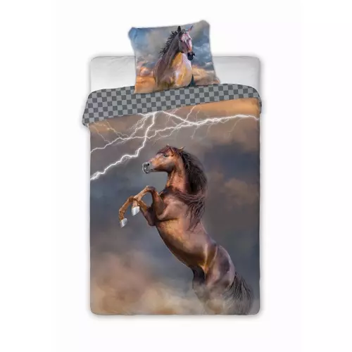 Bavlněné povlečení Kůň brown 140x200+70x90