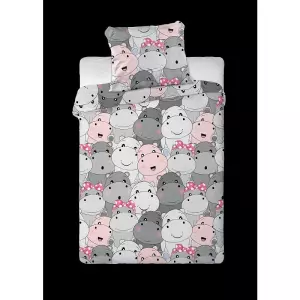 Bavlněné povlečení do postýlky Hrošíci 100x135+40x60