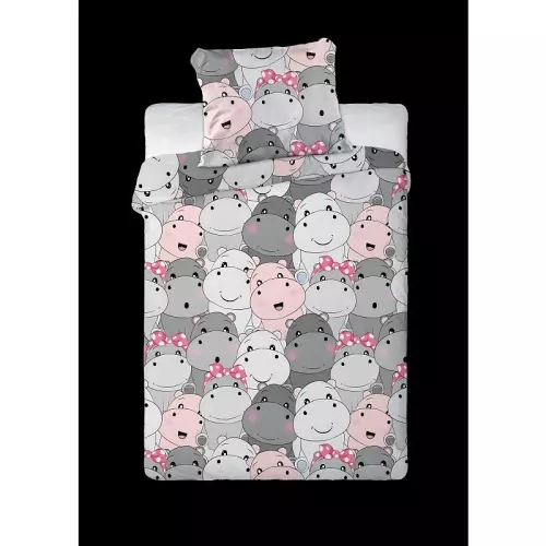 Bavlněné povlečení do postýlky Hrošíci 100x135+40x60