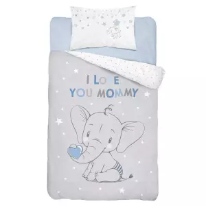 Bavlněné povlečení do postýlky Sloník modrá 100x135+40x60