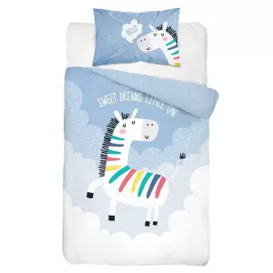 Bavlněné povlečení do postýlky Zebra modrá 100x135+40x60