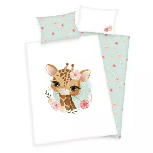 Bavlněné povlečení do postýlky Žirafa 100x135+40x60