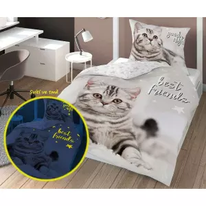 Bavlněné povlečení Best Friends Kotě 140x200+70x80 (svítící)