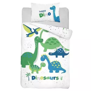 Bambusové povlečení do postýlky Dinosaurus blue 100x135+40x60
