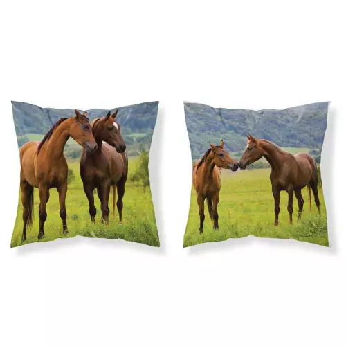 Povlak na polštářek Koně na louce 40x40 cm