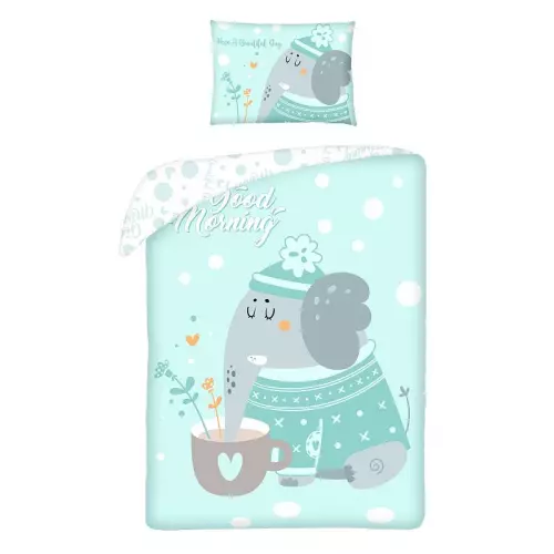 Bavlněné povlečení do postýlky Sloník 100x135+40x60
